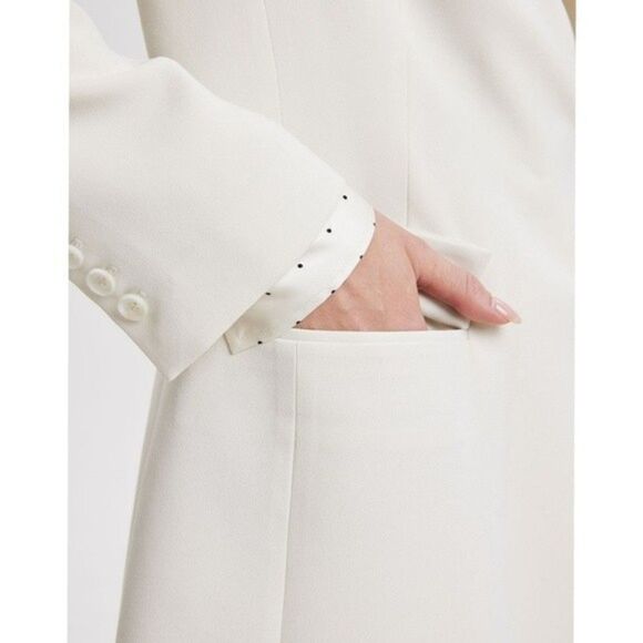 New! Lattelier Single Breasted Longline Midi Suit Jacket Ivory Cream Blazer - Picture 3 of 14